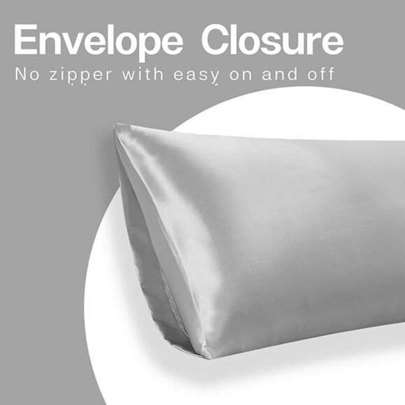 20"x 54" Satin Body Pillow Case Cover Soft Long Envelope Closure Silver Gray - Picture 3 of 6